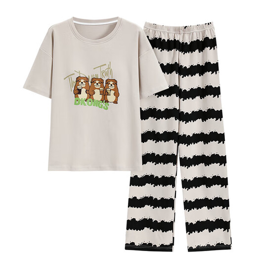 Pure Cotton Pyjamas für Frauen im Sommer kurzärmelige Hosen Set 2025 Neue koreanische Version der süßen Sommer-Cartoon-Cason-Saison-Heimkleidung 9717 L [100-120jin [Jin entspricht 0,5 kg]]