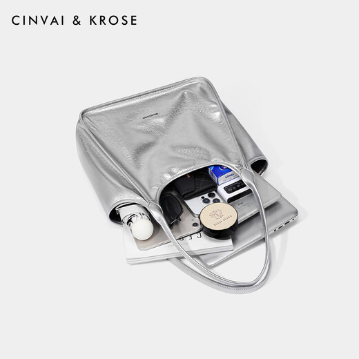 Cinvaikrose Offizielle Website Handtasche Frauentasche 2025 Neue Großkapazität Klassen Tasche Pendeln zum Schiedsbeutel Geburtstagsgeschenk CK Damensasche - Silber [Senden Sie Freundin und Frau zu Herzen]