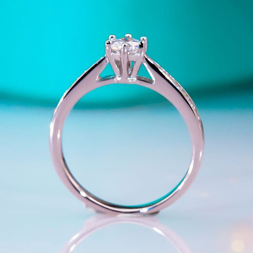 18pt950 moissanite diamond ring for women, fashionable classic six-claw straight arm 30-cent diamond ring for engagement ring 2g 30-cent size 8