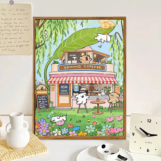 咏幻线条小狗数字油画DIY治愈卡通儿童手工绘填充涂色油彩画 LL13886 20x30cm加厚实木内框 丙烯颜料专业油画布多支专业画笔挂墙工具