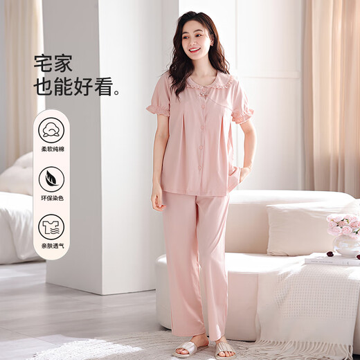 Lamiu Pyjamas Frauen 2025 Neue Sommer-Baumwolle mit Brustpolster Sommer kurzärmelige Hosen weich