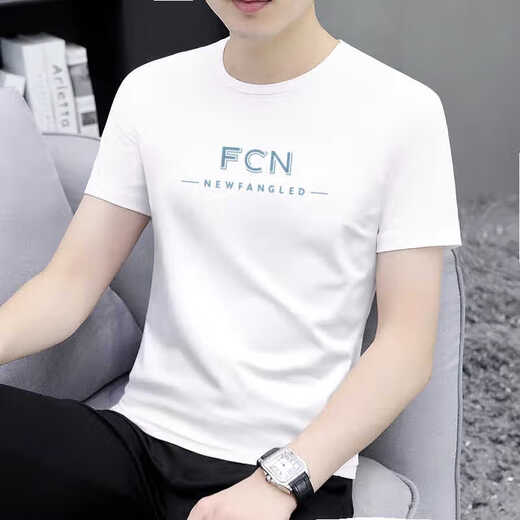 
Jian Danrou Hangzhou Sijiqing Men's Clothing Flagship Store Guangzhou Thirteen-Line Guangdong Puning T-Shirt Short Sleeve Summer Men's Round Neck Print 1423 White M 100Jin[Jin equals 0.5 kg]-110Jin[Jin equals 0.5 kg]