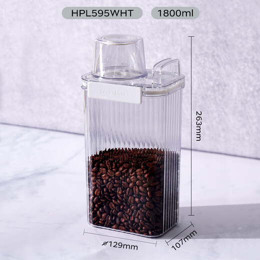 LOCK&LOCK measuring cup snap-on storage jar kitchen sealed jar snack fruit sealed moisture-proof grain storage box food storage jar 1.8L white