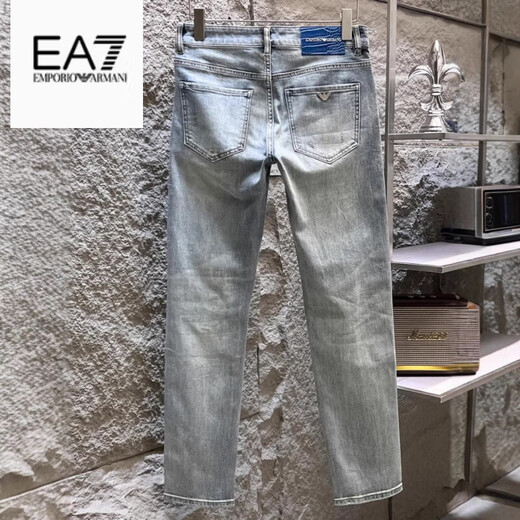 EMPORIO ARMANI EA7阿玛尼牛仔裤男2025新款直筒夏季薄款百搭修身男裤潮牌裤子男士 灰色 6227-AJHH 28