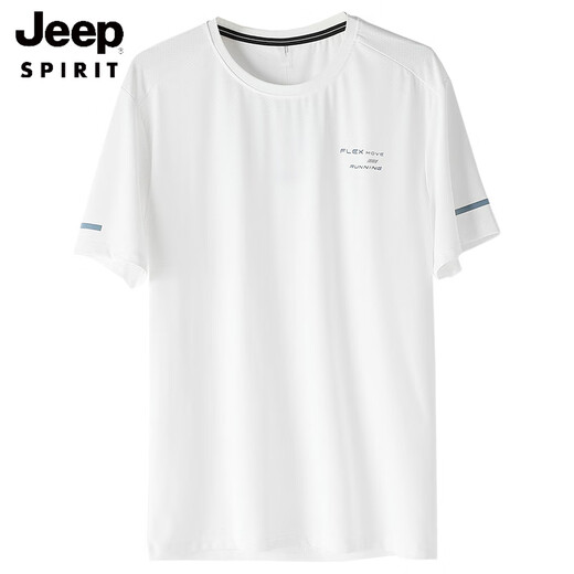 
JEEP SPIRIT ice silk mesh quick-drying round neck short-sleeved T-shirt men's summer thin breathable fashion youth sports and casual T-shirt C3BHT-HC9905A white XL 120Jin[Jin equals 0.5 kg]-140Jin[Jin equals 0.5 kg]