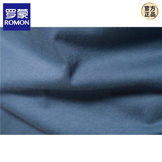 ROMON long-sleeved t-shirt for men, pure cotton, heavyweight army green henley shirt, American spring and autumn round neck open-neck top, royal blue M (weight 130-145Jin Jin equals 0.5kg)