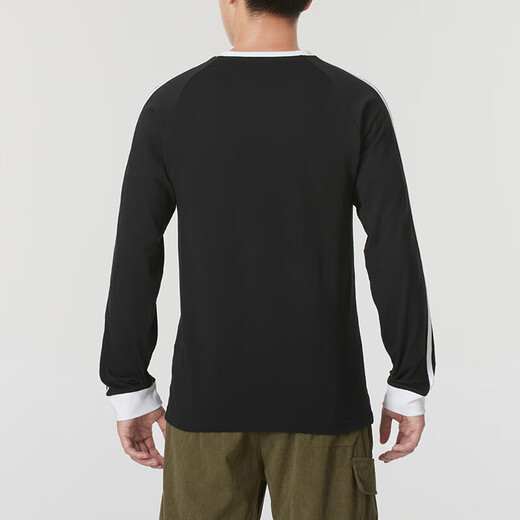 Adidas Clover Men's Top 2025 Spring Nouvelle mode T-shirt à manches longues décontractées en noir et blanc