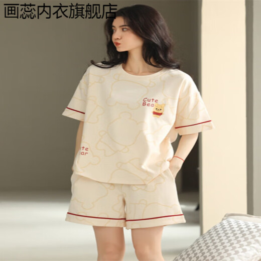 画蕊睡衣女款夏季纯棉短袖短裤可外穿2025年新款家居服套装 9859 均码 L码建议100-120斤穿