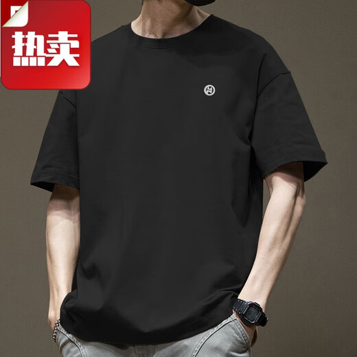 Fanke Liufang Trendy American Kurzärmer T-Shirt für Männer im Sommer. Cotton Round Hals vielseitiger lässig 2025 Neue Modemarke Loose Hong Kong Style T White-1365 Kurzärärmelte S [Empfohlen 80-110jin [Jin gleich 0,5 kg]]]