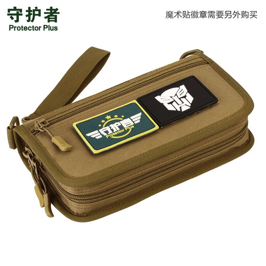 战术钱包男长款护照证件旅行袋迷彩6.5寸手机横款手拿卡包 狼棕色送两个魔术贴 12卡位
