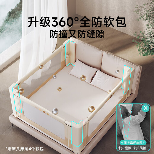 Innotruth dreiseitiger Bett Zaun auf dem Bett Baby Zaun Sicherheitsbett Leitplanke Leitplanke Baby Anti-Fall-Schalldämpfer ohne Loch 1,8+2+2 Meter [Miao Xiaoxiang verbessertes Modell]