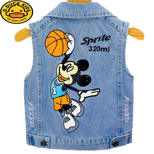 G.DUCKKIDS男童马甲春秋装2024新款韩版马夹宝宝背心坎肩儿童牛仔马甲小外套 篮球米奇(单马甲) 120 建议身高115-120厘米