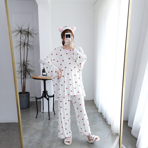 Langsha (Langsha) Fat Girl Pajamas de gran tamaño para mujeres Mangas largas Lindo versión coreana Luz Fat 200 Jin [Jin equivale a 0.5 kg] Juego de ropa para el hogar Número de artículo White 16819 L (110-160 Jin [Jin equivale a 0.5 kg])