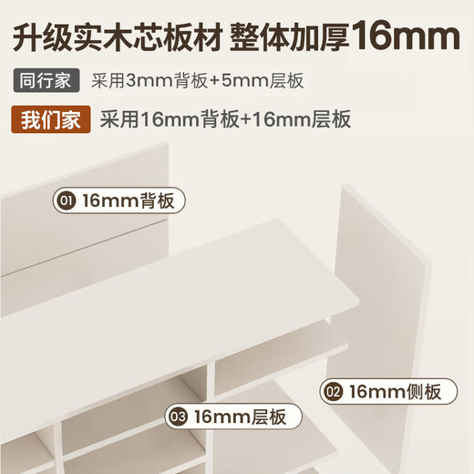 Yuanting solid wood sideboard integrated wall cabinet living room kitchen storage storage cabinet multi-functional tea cabinet tea side cabinet warm white + log color countertop 120cm solid wood + arc corners (two doors and three drawers)