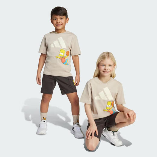 
Adidas boys summer quick-drying casual two-piece set loose shorts round neck stretch waist Simpson children's sports suit JL9196 140
