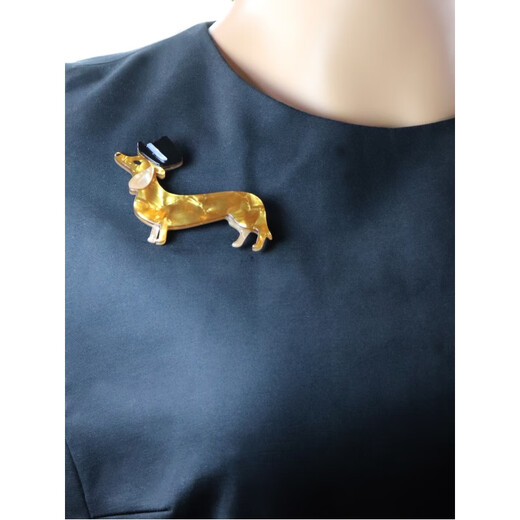 QUAMER French acetic acid animal puppy brooch niche personality cartoon dachshund suit coat coat accessories