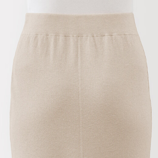 MUJI Women's Milano Ribbed Woven Skirt Long Skirt Women's Fall 25 Women's Clothing BA1QNA5A Off-White L (165/70A)