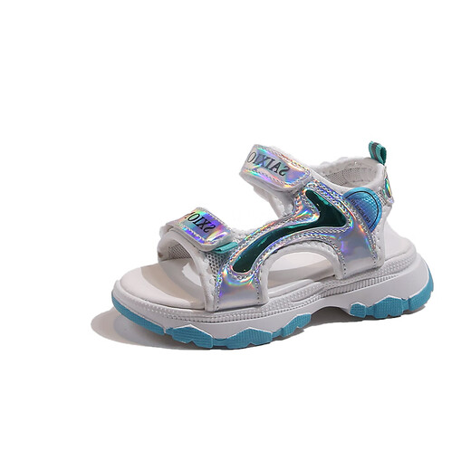 Kenhu Girls Sandals 2024 Été Nouvelle semelle douce Sole non glissée pour enfants Chaussures de plage mode moyenne-grand-fille fille princesse chaussures rose [9902] 26 _shoe Longueur est d'environ 16,5 cm