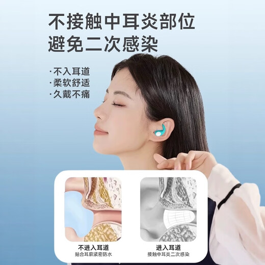 JCZS German earplugs for swimming, adults only, waterproof, professional, non-soundproofing, silicone, shower, anti-otitis media, anti-water intrusion artifact, Lake Blue, L size, 1 pair, adult, zero water ingress, anti-otitis media