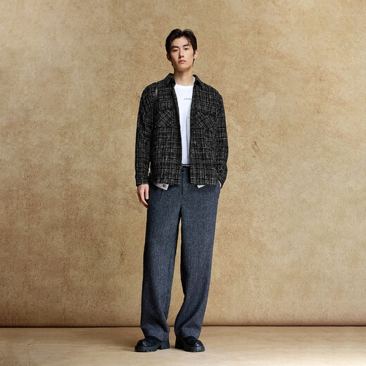 JACK&JONES men's shirt jacket, versatile, comfortable, classic plaid, loose casual long-sleeved top 2253O3015