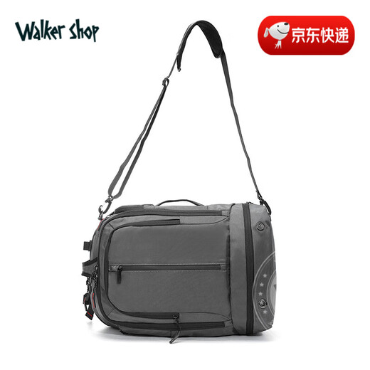 Walker Shop品牌新款双肩包男款商务通勤出差超大容量旅行包轻便男士背包 灰色 19寸