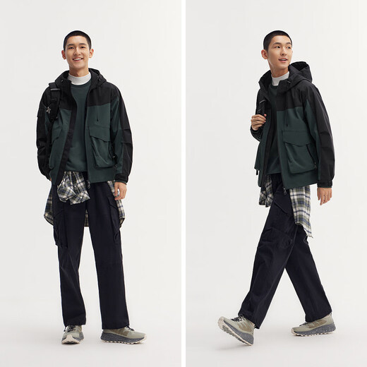 Semir three-proof jacket men's autumn outdoor contrast color stitching hooded jacket large pocket work top 101524108116