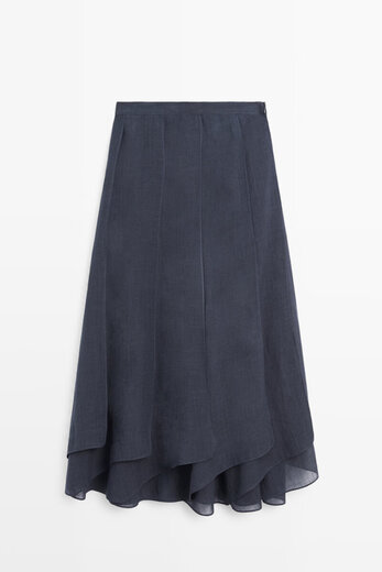 
Massimo Dutti autumn new product 2025 women's clothing island vacation style fluttery long skirt skirt 05288400 dark blue XS (34) (165/62A)
