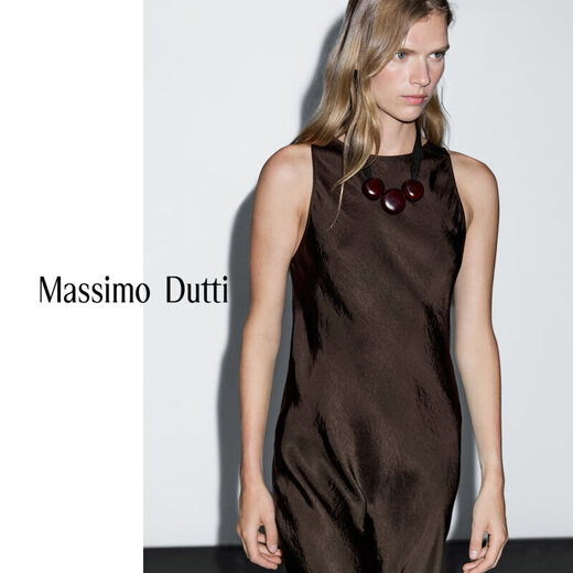 
Massimo Dutti autumn new product 2025 women's old-fashioned style exquisite light luxury long satin halter neck dress 06685530 Chocolate color XS (CN 165/84A)