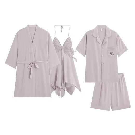 Jingga-Paar Pyjamas Sommereis Seide Dünne weibliche Schleuder Nachthemd Robe Heimkleidung Kurzärmelige Männeranzug DA621 Frauen DA9901 Herren lila m Frauen l