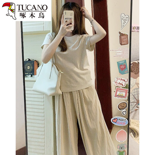 
Woodpecker summer outfit with a complete set of slightly fat outfits, lively and age-reducing, slimming, wide-leg pants, two-piece outfit for women in summer [single] wide-leg pants [fried street salt style outfit S [small person/hot girl outfits to make her look thin and slimming, slimming, pear