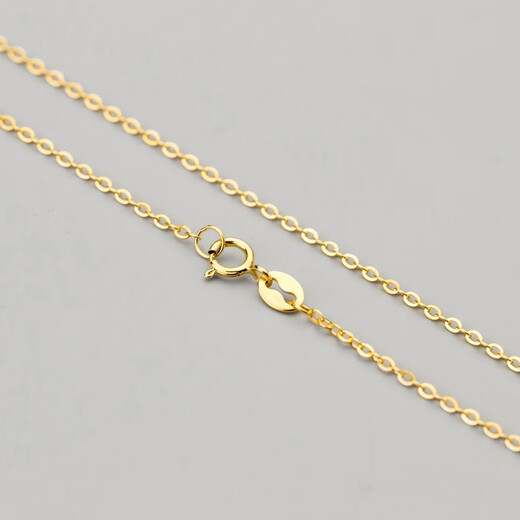 Only double 18K gold necklace for women AU750 fine O-shaped chain platinum clavicle chain sweater o-shaped pendant chain gift gold color 1.38g42cm