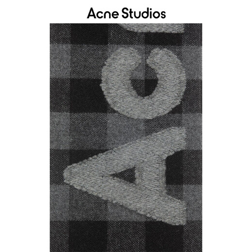 Acne Studios Unisex Plaid Tassel Warm Logo Scarf Shawl CA0345 Black/Gray One Size