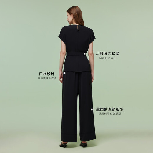 歌莉娅（GOELIA）【四面弹】歌莉娅高级松弛感穿搭套装女夏2025超火黑色ootd三件套 00B黑色 L