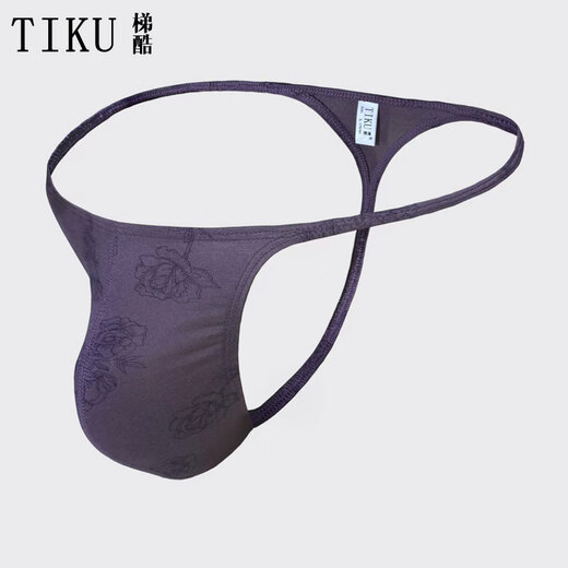 Tiku 2025 Neues Tiku-Männer sexy Tanga-Stretchmodal Druck atmungsaktivem dünnem Gürtel Traaceless unsichtbarer T-Trouser dunkelviolett 1 Streifen M 2,0-2,3 Fuß