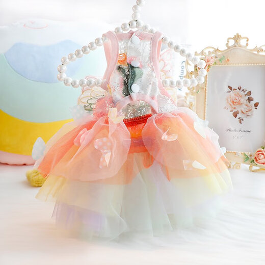 Vêtements pour chiens Cat mince chat jupe arc-en-ciel Rainbow Butfly Colorful Puffy Small Dog Teddy Pet 4867 Pink Butterfly ne peut pas être démonté S est approximativement adapté à 4-6 Jin [Jin est égal à 0,5 kg] 2 pièces à 95% de réduction