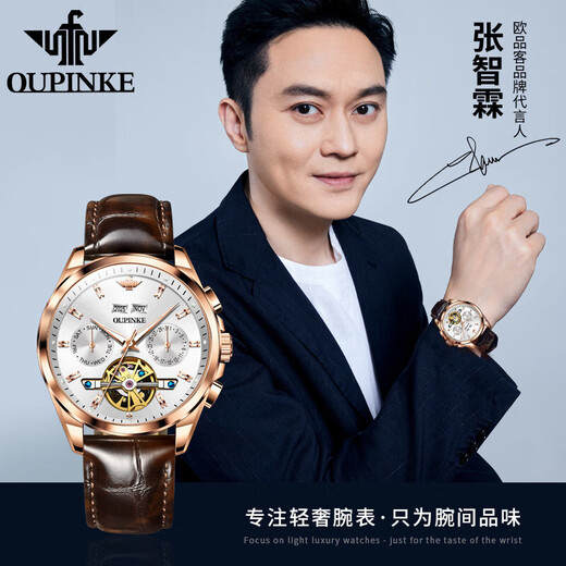 OUPINKE NOUVELLE MONTRE MENS MECANICAL MECANICAL WARTY ENTIÈREMENT AUTALATIQUE MULTIFONNELLE LUMINEMENT ARRÉPRÉPORT BUSINESS WORT Gift pour mari [Version améliorée] Produit 3291 Brown Leather Rose White Men