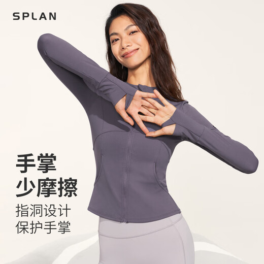 
SPLAN-S++ long-sleeved fitness clothing cycling jacket sports jacket for women with hooded outdoor yoga tops quick dry spring and autumn orange-quick drying not wet cold S
