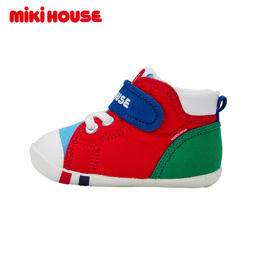 MIKIHOUSE Japanese-made baby toddler shoes for boys and girls, four-season antibacterial and antiviral rainbow color matching British style casual fashion multi-color one section 13 (suitable for feet 12.5cm long)