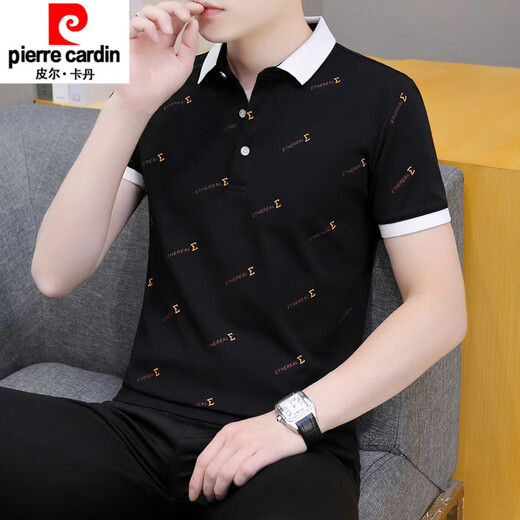 Pier Cardin 2025 Neues Sommer-Revers-Lampel-Herren-Kurzarm-T-Shirt Casual Polo. Hemd-Hemdkragen halbärmelig Ice Seide Weiß QY679 m