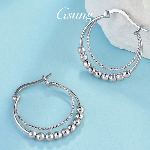 Platinum laser bead earrings for women PT950 pure platinum earrings fashionable earrings as a gift for girlfriend on Chinese Valentine's Day. Priced by the gram. Contact before bidding.