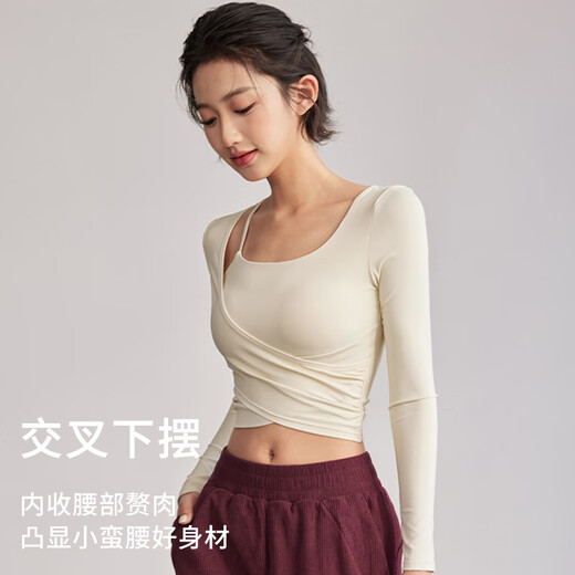 Xue Qianman long-sleeved yoga clothes with chest pads for women in spring and summer two-piece high-looking running sports tops Pilates fitness T-shirts