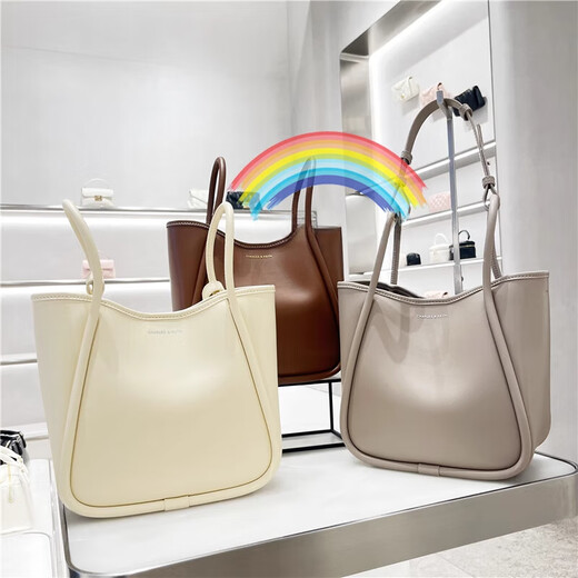 CHARLES&KEITH230782647大容量通勤手提单肩托特包子母包大 奶油黄色