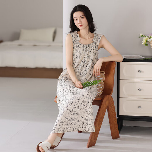 睡裙女士2025新款带胸垫夏季凉感莫代尔睡衣高档甜美可外穿超柔软 【XX-12003D】带胸垫碎花女款 XL （建议120-140斤）