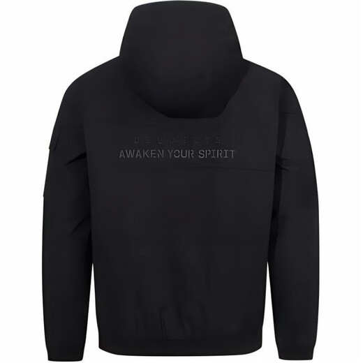 
DESCENTE solid color logo hooded long sleeve jacket for men and women black 100