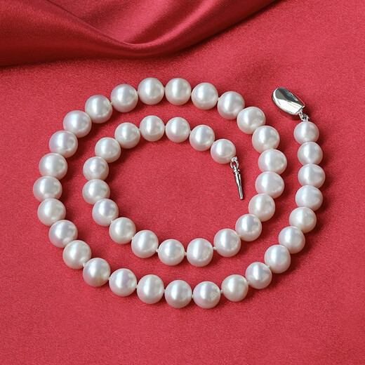 Dear Queen of Pearls S925 silver round strong luster white freshwater pearl necklace birthday gift for women