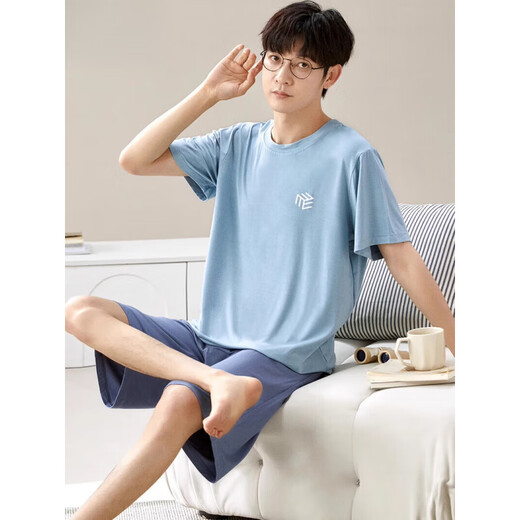Catman (Miiow) Modal Herren Pyjamas Sommer-Set Dünne Kurzarmeis-Eisdraht-Sense Sie können großer Home-Anzug 2025 New Yu Zhaolin-6624 [Modal] L [vorgeschlagen 100-120 Jin [Jin gleich 0,5 kg]]