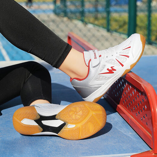 
Double Star Badminton Shoes Children's 6-13-year-old boys and girls professional summer breathable competition sports shoes for youth table tennis shoes white red 31