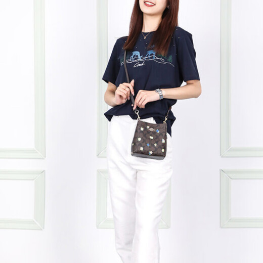 Entren Town 16 Classic Presbyterian Flower Flower Flower Bucket Bolet Bag Shoulse Bag Seart Style Fomen's Deep Basque básico (Bolsa + Bolsa de polvo)