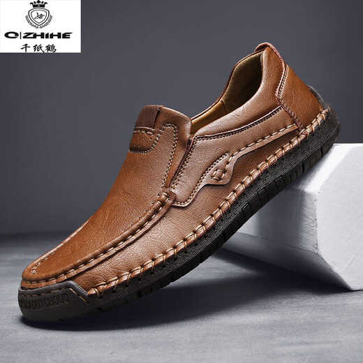 Mille papier grue luxe 2025 Nouveau couture à la main de grande taille chaussures décontractées chaussures de place pour hommes chaussures simples chaussures en cuir masculin 9918 noir 38