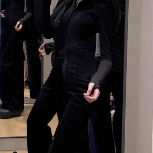 Yusenyi Black Slim Yoga Wear Jacket Women's Waist Fitness Cycling Wear Sports Tight Top Sun Protection Clothing Women's New Style Black S _Recommended 75-95Jin Jin is equal to 0.5 kg